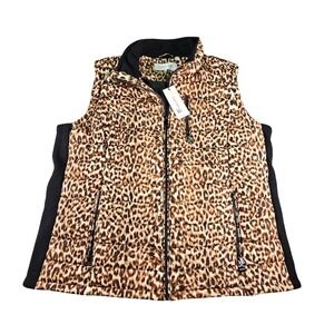 Calvin Klein Performance Leopard Print Quilted Puffer Vest Plus Size 0X NWT